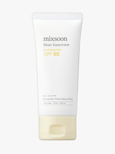 Mixsoon Bean Sunscreen SPF 50 in branded tube component on a light gray background