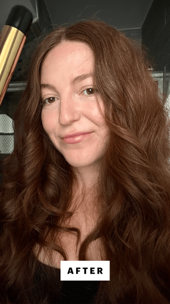 Gulino after using the Hot Tools 24K Gold Extended Barrel Curling Iron