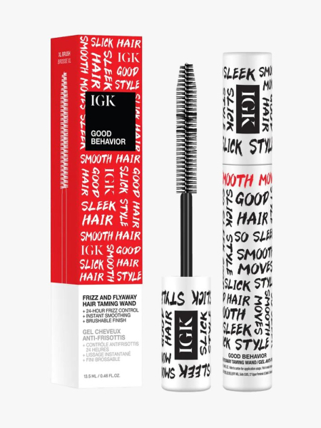 IGK Good Behavior Frizz & Flyaway Hair Taming Wand in branded component on a light gray background