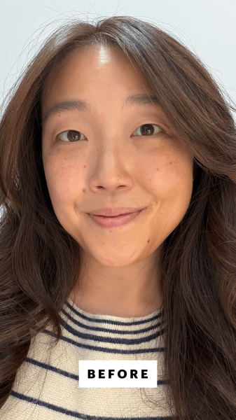 Allure contributing commerce writer Christa Joanna Lee before applying the Farmacy 2 BHA Pore Cleaning Toner