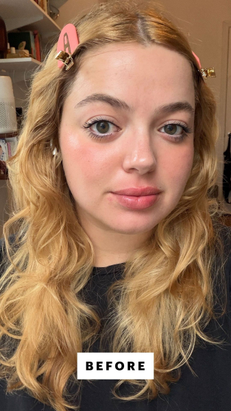 Allure commerce market editor Sarah Hoffmann before using the Curlsmith Defrizzion Curl Reviving Wand