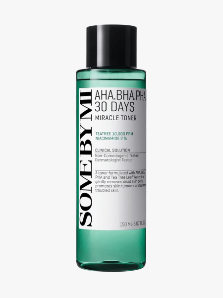 SomeByMi AHA BHA PHA 30 Days Miracle Toner in branded component on a light gray background