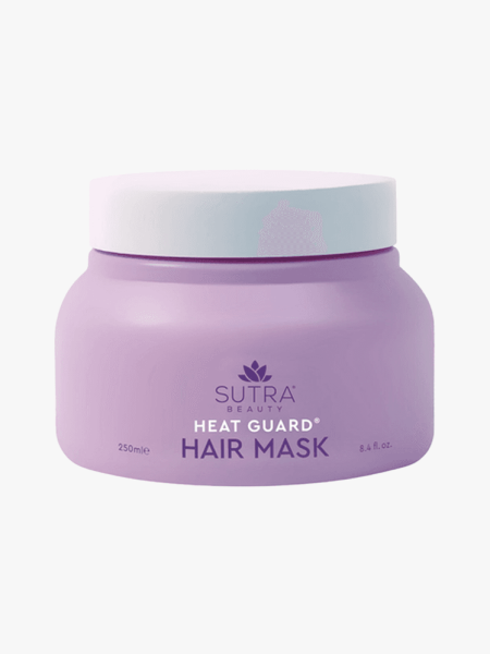 Sutra Heat Guard Hair Mask in branded tub component on a light gray background