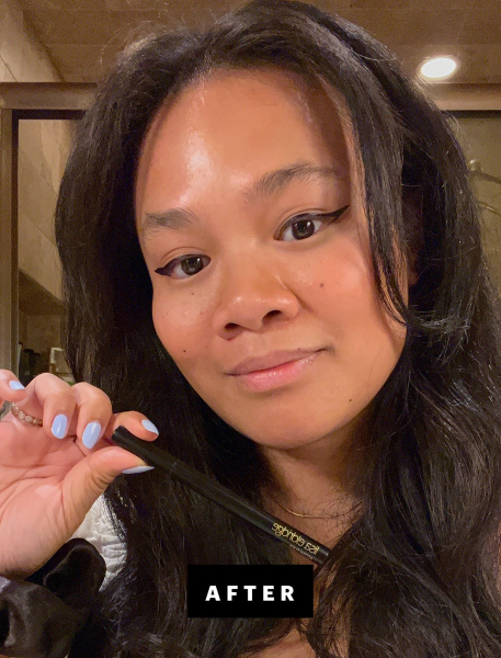Jesa Marie Calaor holding liquid liner pen