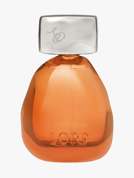 Lore Disfruta Eau de Parfum in branded component on a light gray background