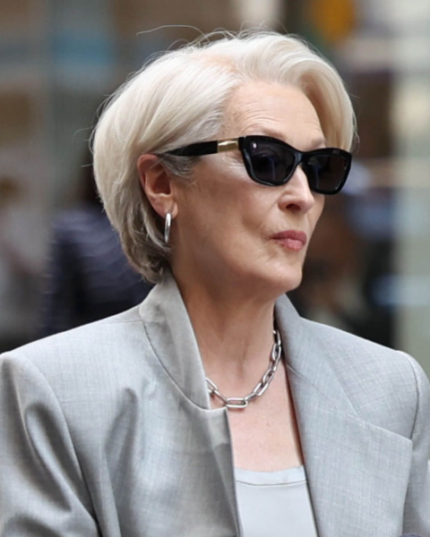 meryl streep with sideswept bob haircut