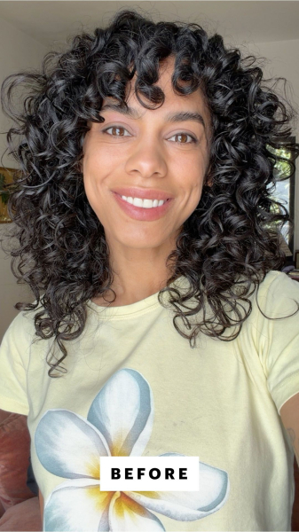 Allure senior commerce director Shanna Shipin before using the Pattern Beauty The 3in1 Interchangeable Curling Iron