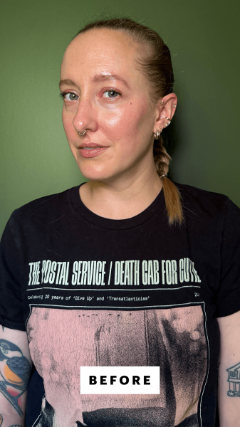 McGrath before applying the Ceremonia Pequi Flyaway Hair Styling Gel with Mascara